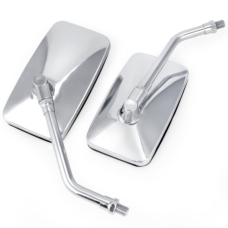 Surpassme 10MM Chrome Motorcycle Mirrors  Universal Silver Rectangle Motorcycle Rearview Mirrors - Image 1